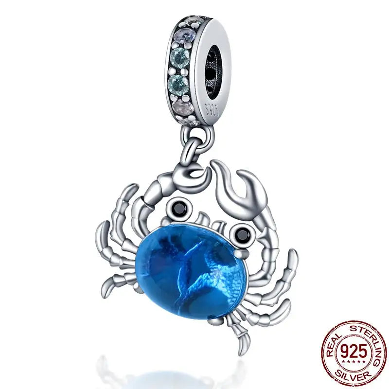 Charm camaleón y luciérnaga en plata 925 – Dije animal brillante, compatible Pandora, pulsera y collar mujer