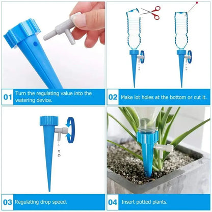 Sistema de Riego Automático por Goteo – Auto-Watering Spike Ajustable para Plantas de Interior y Exterior
