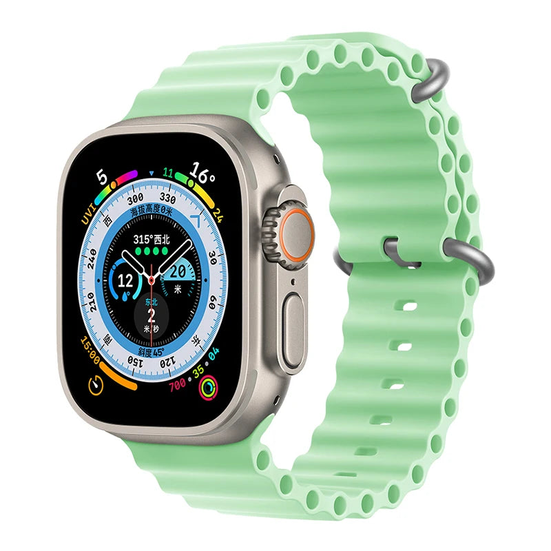 Correa Ocean de silicona para Apple Watch – Compatible Ultra 2, Series 10-5 (38mm-49mm)