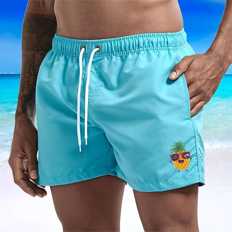 Bañador Hombre Piñas Verano | Shorts Playa Secado Rápido con Bolsillos y Forro – Swimwear Tropical