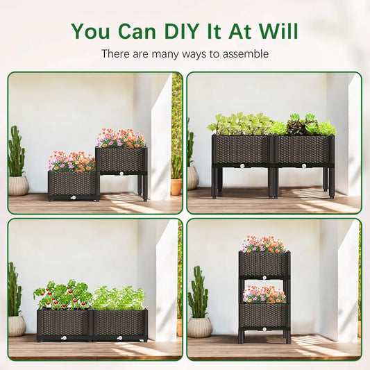 Maceta Grande de Plástico – Caja Elevada para Plantas y Verduras | Jardín Interior y Exterior