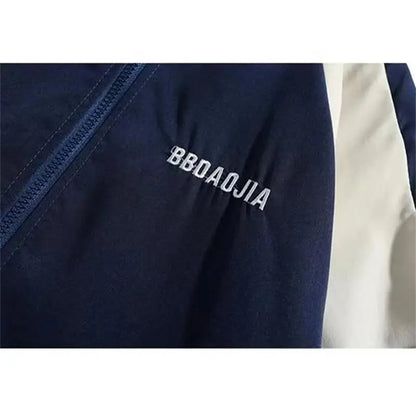Chaqueta Reflectiva con Rayas para Hombre 2025 – Abrigo Hip Hop Streetwear, Rompevientos Delgado con Cremallera, Estilo Harajuku en Negro y Azul