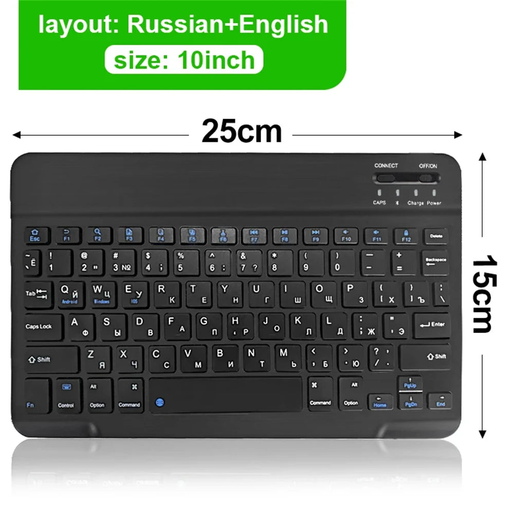 Teclado y Ratón Inalámbrico Bluetooth Universal – Compatible con iOS, Android y Windows, para iPad, Tablet y Laptop (Español, Coreano, Portugués, Ruso)