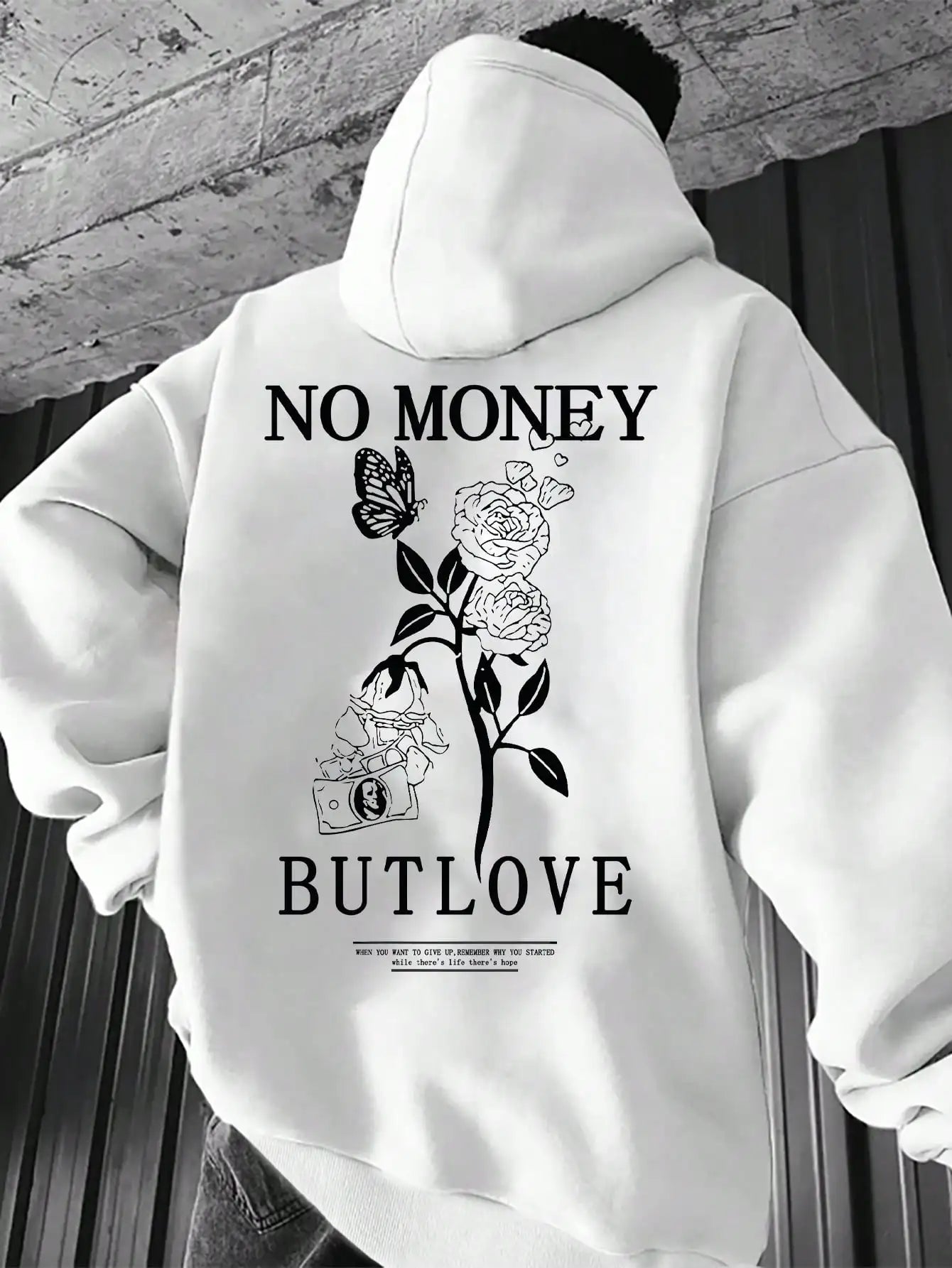 Hoodie Floral Pareja – Sudadera con Capucha Hombre Oversize, Estampado de Letras para Primavera y Otoño
