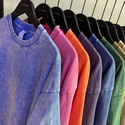 Camiseta Unisex 2025 | Estilo Americano Retro Oversize con Acabado Lavado