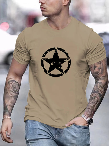 Camiseta Oversize de Algodón 100% para Hombre | Estampado Estrella, Casual y Deportiva de Verano