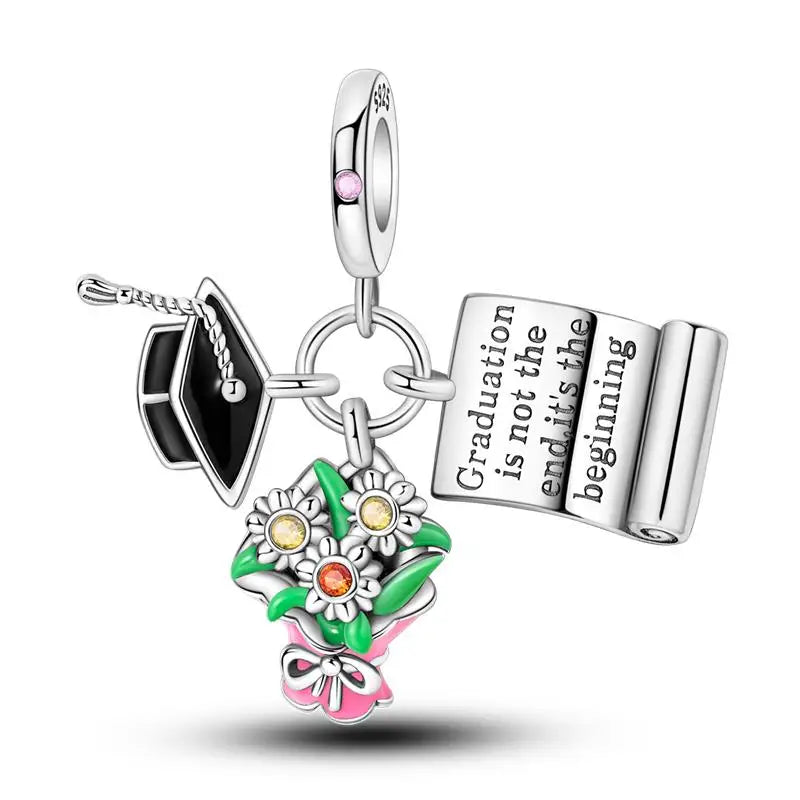 Charm Birrete de Graduación Plata 925 | Compatible Pandora Original