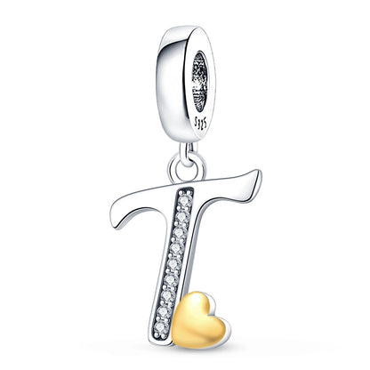 Charm letras alfabeto inglés de plata 925 – Colgante inicial A-Z para pulsera tipo Pandora, joyería DIY personalizada