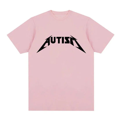 Camiseta Autism Metal Rock Meme | Hombre y Mujer | Hip Hop Oversized Manga Corta Verano