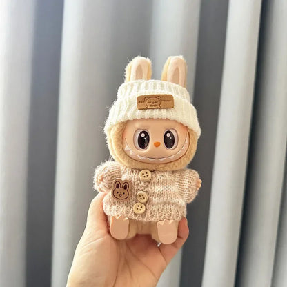 17cm Toy Doll Clothes for Labalbu Accessories Luxury Backpack New Original Clothing for Labbubu Sweater Outfit Mini Cute Bag Hat