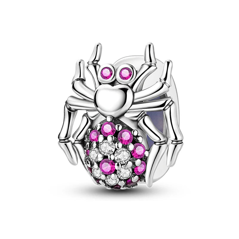 Charm de Plata 925 Araña, Mariposa y Zirconia – Abalorios Elegantes para Pulseras Originales 3mm