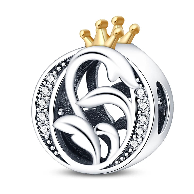 Charm letras alfabeto inglés de plata 925 – Colgante inicial A-Z para pulsera tipo Pandora, joyería DIY personalizada