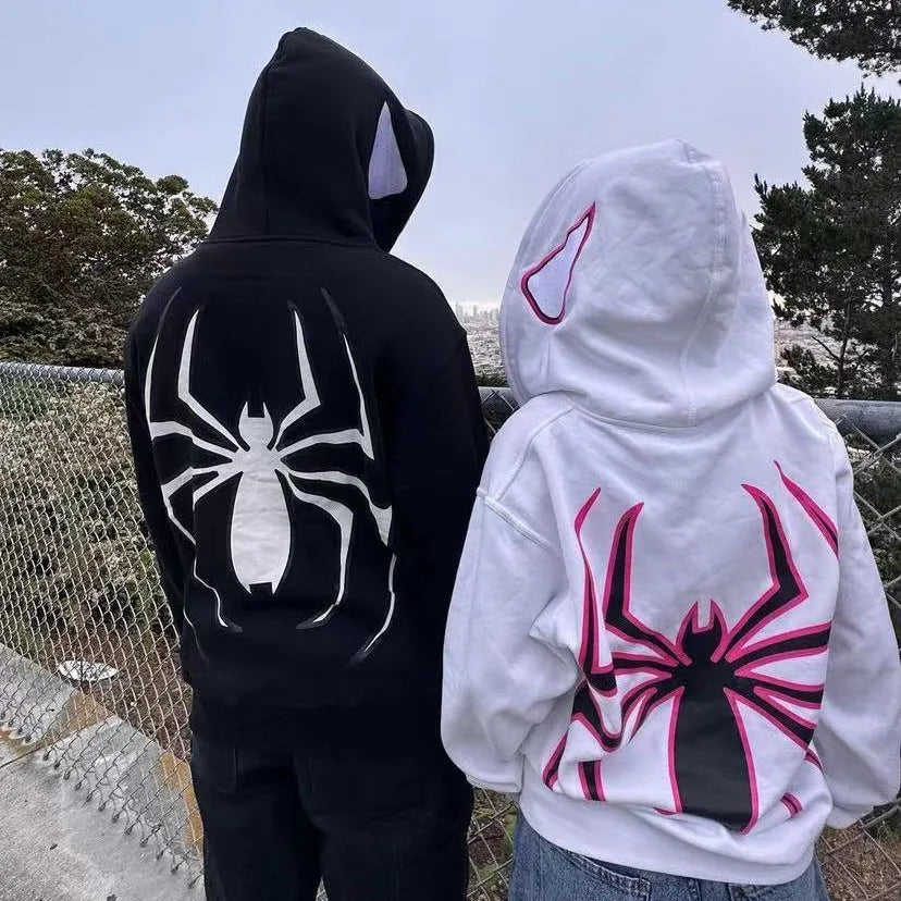 Sudadera Spider Hoodie Unisex con Cierre Completo – Chaqueta Oversize Streetwear Harajuku Punk Gótica Y2K