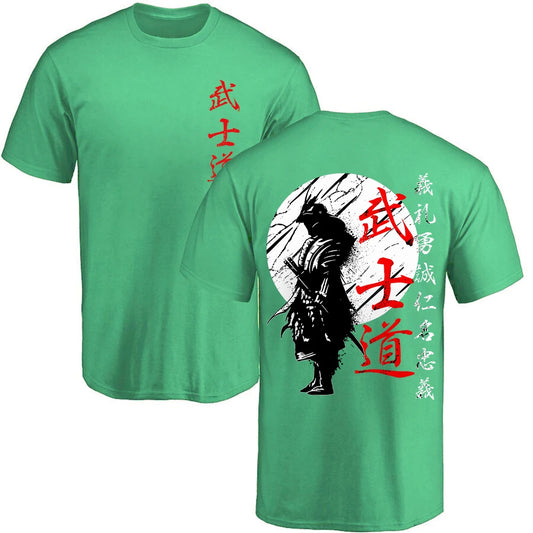Camiseta Oversize “Japan Samurai Spirit” – T-shirt Estilo Japonés con Estampado Trasero, 100% Algodón, Casual para Hombre