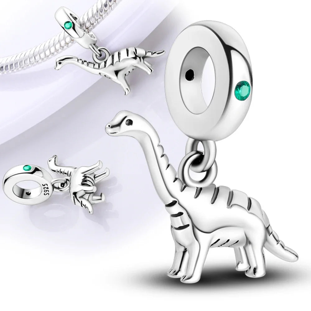 Charm de Plata 925 Animales – Dinosaurio, León, Lobo, Tigre, Conejo | Compatible con Pulsera Pandora