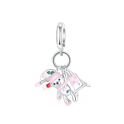 Charm Plata 925 Colgante Rosa Mariposa Corazón Flor Pájaro | Dije Para Pulsera Pandora Compatible