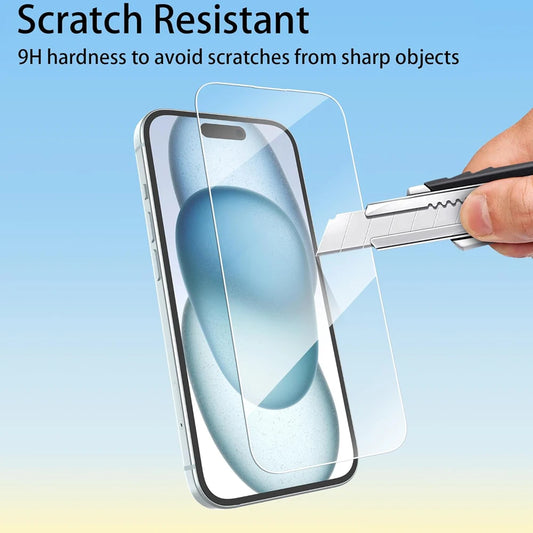 Protector de Pantalla de Vidrio Templado Transparente para iPhone 11 / 12 / 13 / 14 / 15 / 16 Series | iPhone Pro, Pro Max, Plus y Mini