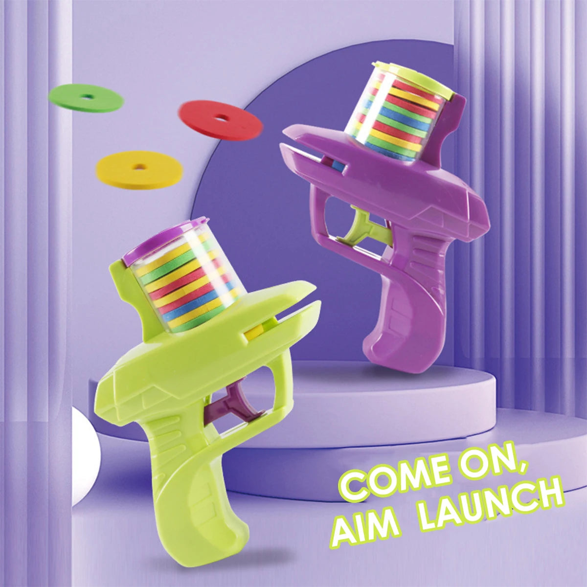 1pc Kids Outdoor Game Disc Gun Toy Flying Disc Shooting Launcher Gun Double Parent-child Interactive Children Toy for boys gifts