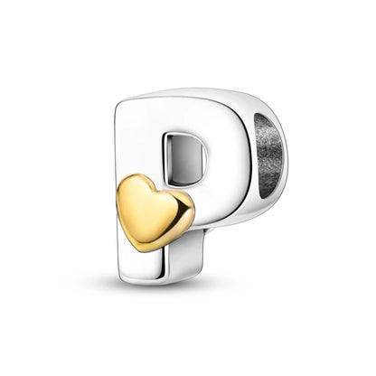 Charm letras alfabeto inglés de plata 925 – Colgante inicial A-Z para pulsera tipo Pandora, joyería DIY personalizada