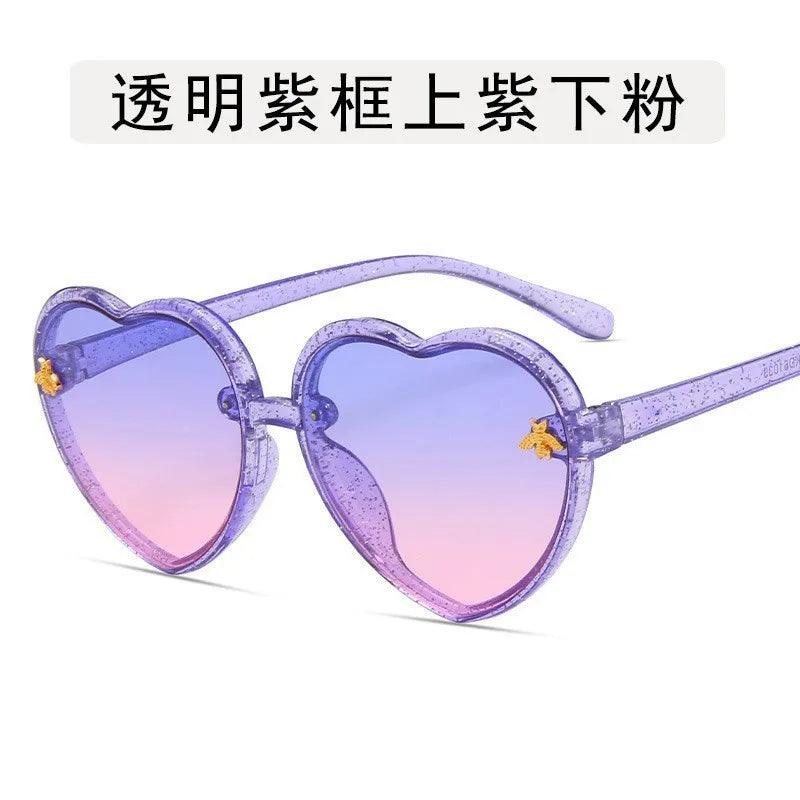 Gafas de Sol Corazón para Niños | Retro Rosa UV400 Lentes de Dibujos Animados