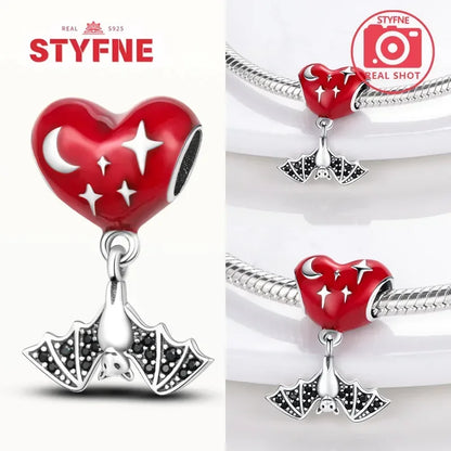 Charm Colgante de Halloween Plata 925 | Bruja Mágica con Efecto Luminoso para Pulsera Original