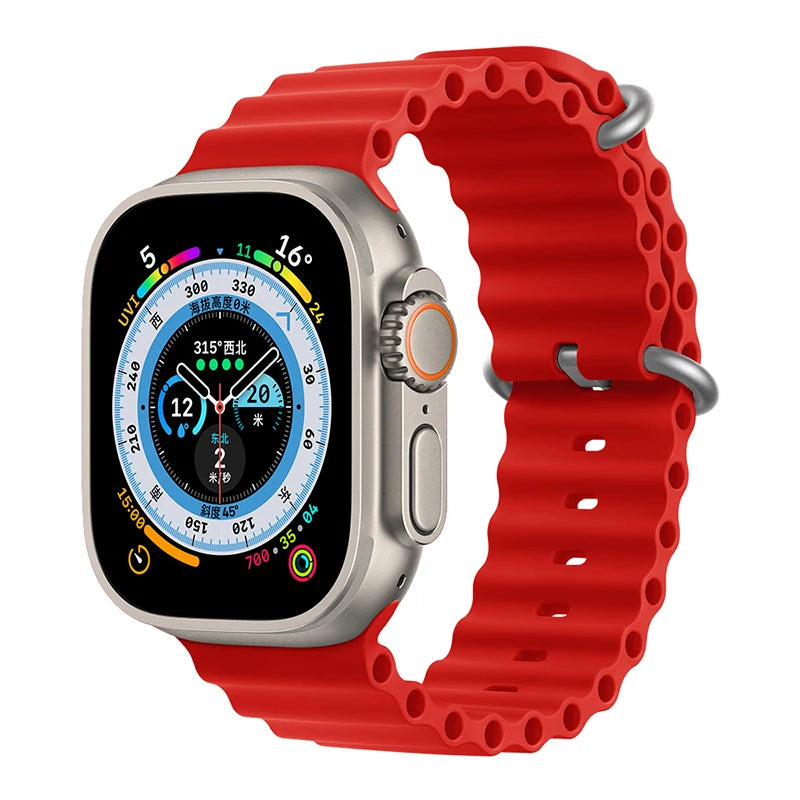 Correa Ocean de silicona para Apple Watch – Compatible Ultra 2, Series 10-5 (38mm-49mm)