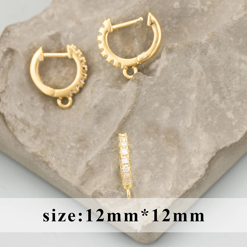 GUFEATHER 6pcs Accesorios de Joyería MG23 | Ganchos Cierre con Zirconias, Cobre Chapado en Oro 18K y Rodio PVD