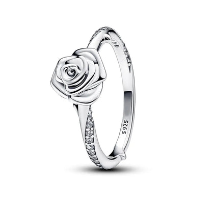 Hot Sale 925 Silver Rose in Bloom Ring For Women Exquisite Style Fashionable For Parties Wedding Luxury DIY Jewelry Fine Gifts
