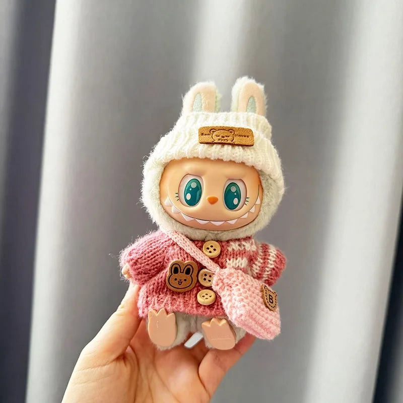 17cm Toy Doll Clothes for Labalbu Accessories Luxury Backpack New Original Clothing for Labbubu Sweater Outfit Mini Cute Bag Hat