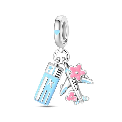 Charm Plata 925 Colgante Rosa Mariposa Corazón Flor Pájaro | Dije Para Pulsera Pandora Compatible