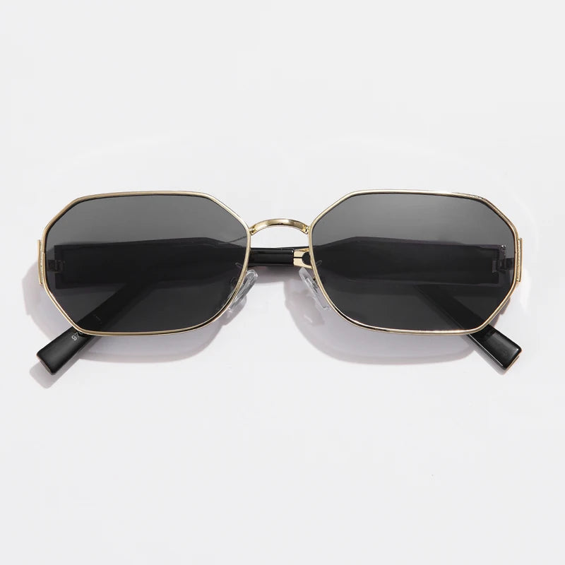 Gafas de Sol Vintage Rectangulares Unisex | Moda Retro Metal Negro Estilo Lujo