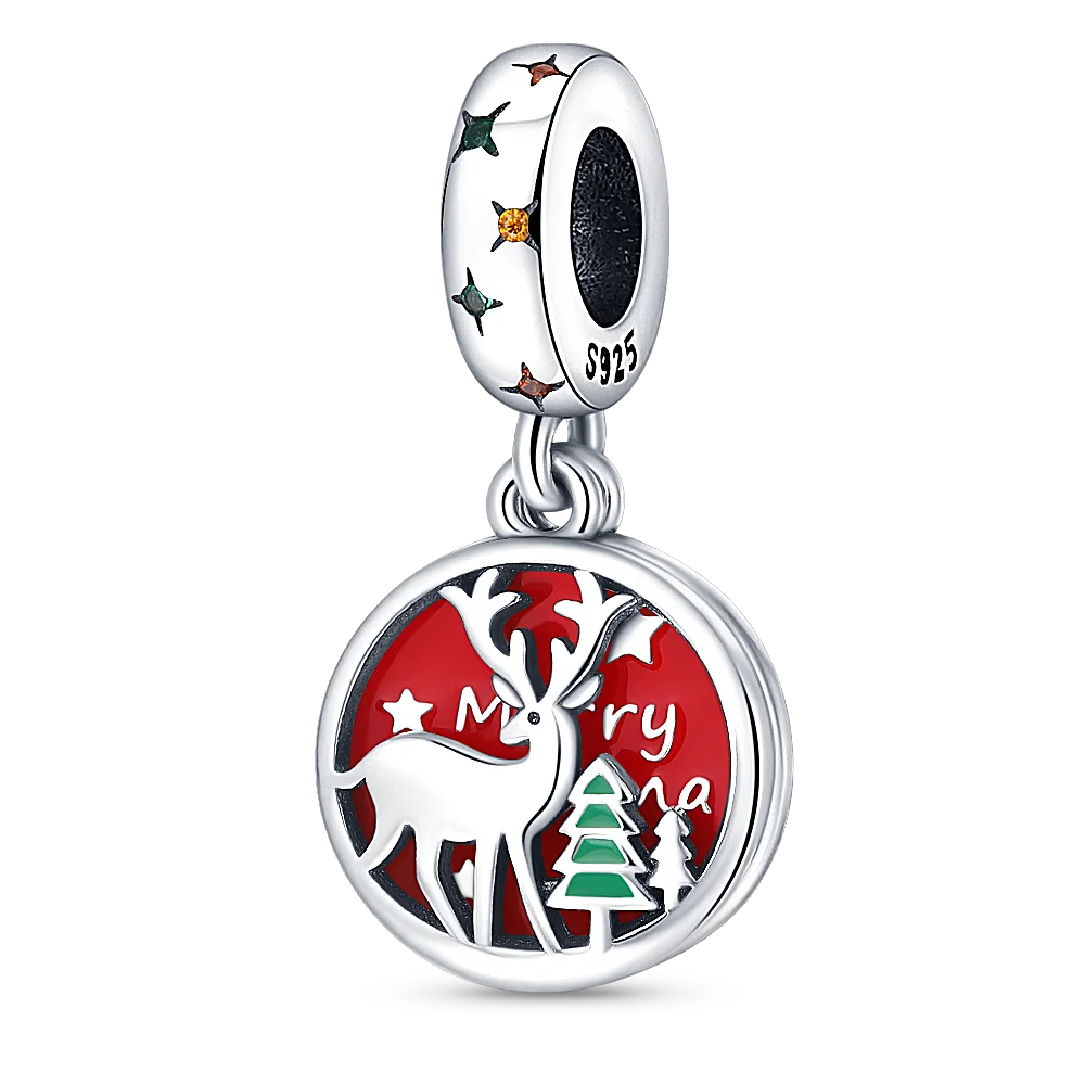 New in 925 Silver Jewelry Disney Christmas Charm Trio Mickey Wreath Minnie Ice Skating Bead Pendant for fits S925 Bracelet