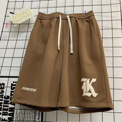 Shorts Oversize 8XL para Hombre – Pantalones Cortos Retro Americano con Estampado Alfabético, Estilo Samurái Japonés, Casual y Deportivo