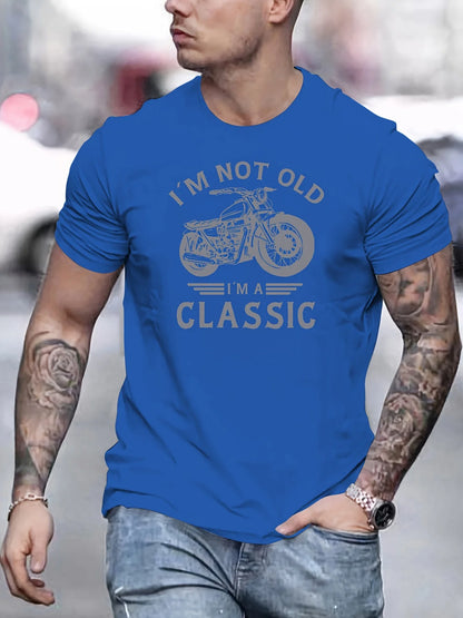Camiseta Oversize de Verano 100% Algodón para Hombre | Estilo Motociclista con Estampado Clásico y Cuello Redondo