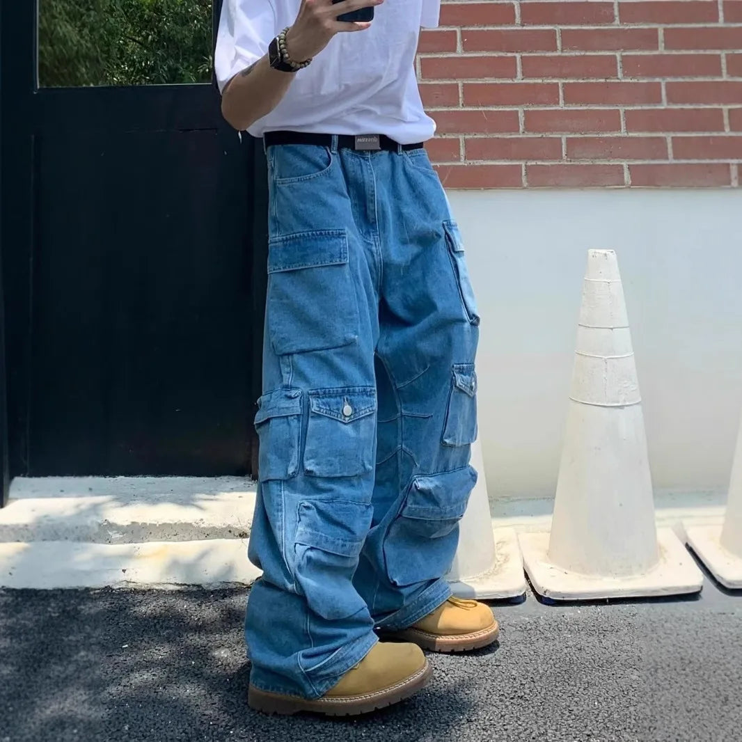 2025 Jeans Cargo Baggy Hombre Oversize | Pantalones Vaqueros Multi-bolsillos Estilo Y2K Streetwear Vintage Denim