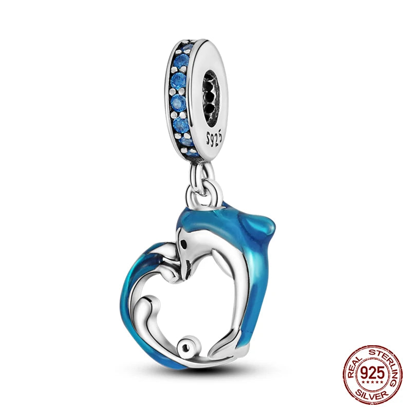 Charm Serie Océano en Plata 925 – Abalorios Tortuga, Cangrejo y Sirena para Pulsera Original Mujer