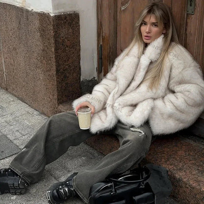 Abrigo Oversize Mujer Pelo Sintético Neo Mint 2025 | Chaqueta Gruesa Cálida Invierno Estilo Fashion