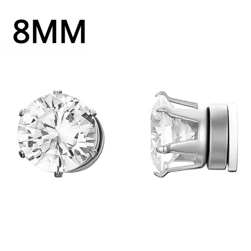 Pendientes Magnéticos de Cristal Unisex | Aros Punk con Zirconia | Joyería sin Perforación para Hombres y Mujeres