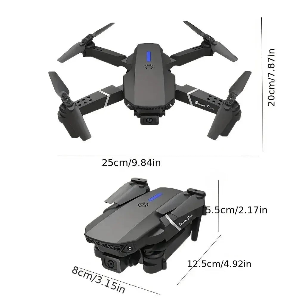 Drone Profesional E88 con Cámara HD 4K – Gran Angular, WiFi FPV, Altura Estable y Diseño Plegable RC