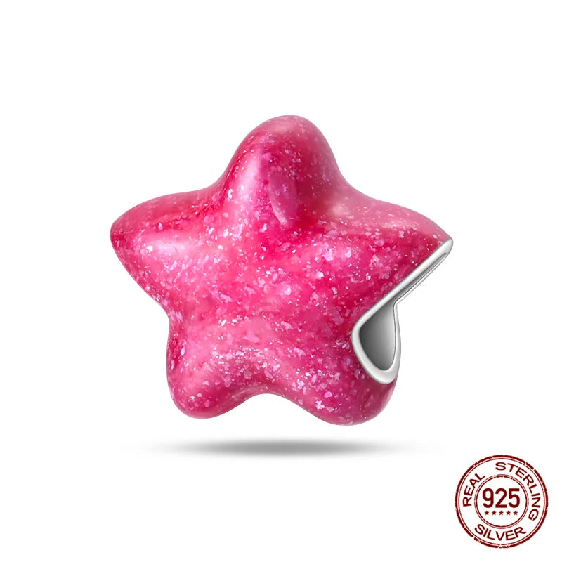 Charm luna y estrellas luminoso plata 925 – Abalorio brillante para pulsera tipo Pandora mujer