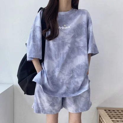 Conjunto Mujer Verano 2 Piezas | Camiseta Tie Dye Oversize + Shorts Amplios con Bolsillos