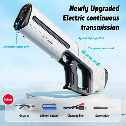 Pistola de Agua Automática Eléctrica – Juguete Portátil de Verano para Niños y Adultos | Diversión en Playa y Piscina