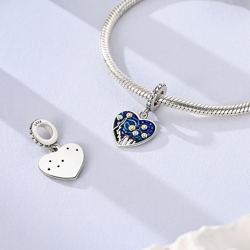 Charm colgante Cielo Estrellado de Van Gogh en plata 925 – Compatible Pandora, pulsera mujer DIY