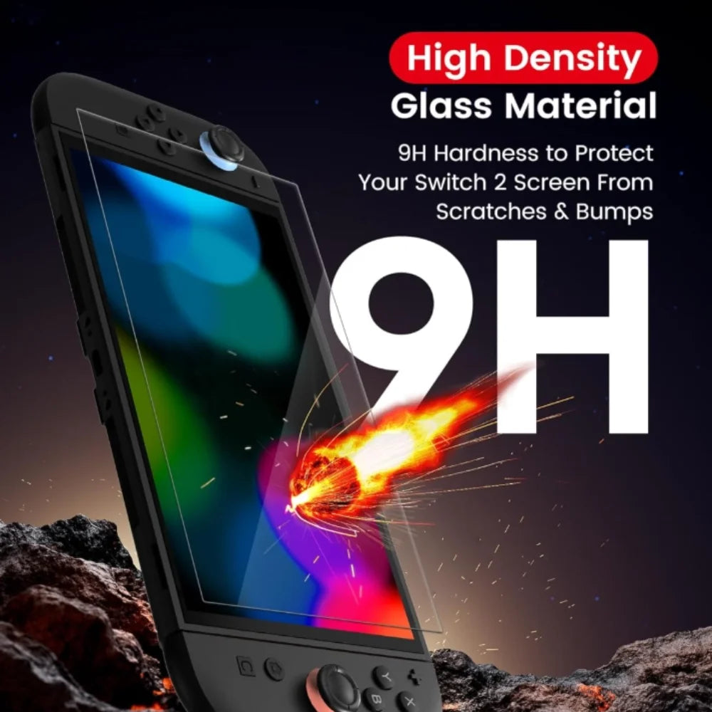 Protector de Pantalla 9H para Switch 2 – Vidrio Templado HD Antirrayas, Antihuella y Ultrafino
