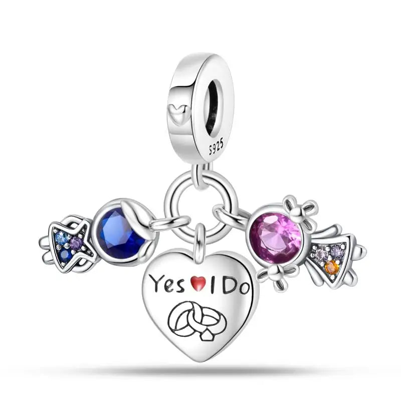 Charm hermana corazón en plata 925 – Compatible Pandora y pulseras 3mm, joyería DIY mujer