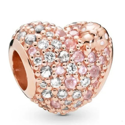 Charm Colgante Pareja Plata 925 y Oro Rosa | Compatible Pandora Original | Pulsera o Collar Mujer