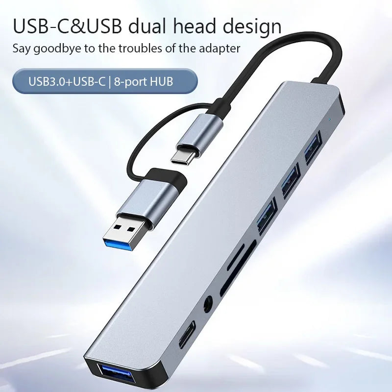 8 in 1 USB C Expander Hub Type-C Splitter Multiport Adapter Dock for Xiaomi Phone Tablet USB 3.0 with 4K DisplayPort