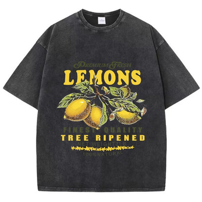 Camiseta Oversize Estampado Limones | T-Shirt Vintage Algodón Casual Verano