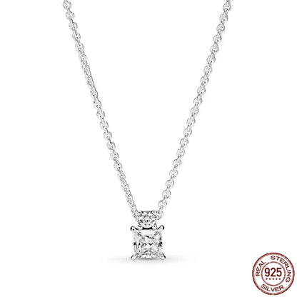 Collar colgante corazón redondo plata 925 – Dije clásico brillante compatible Pandora