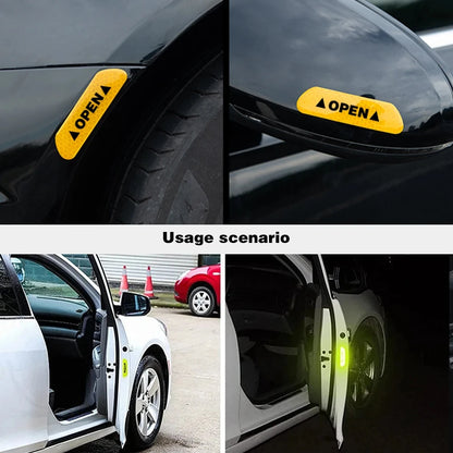4PCS Stickers Reflectivos Puerta Auto – Cinta Advertencia Seguridad